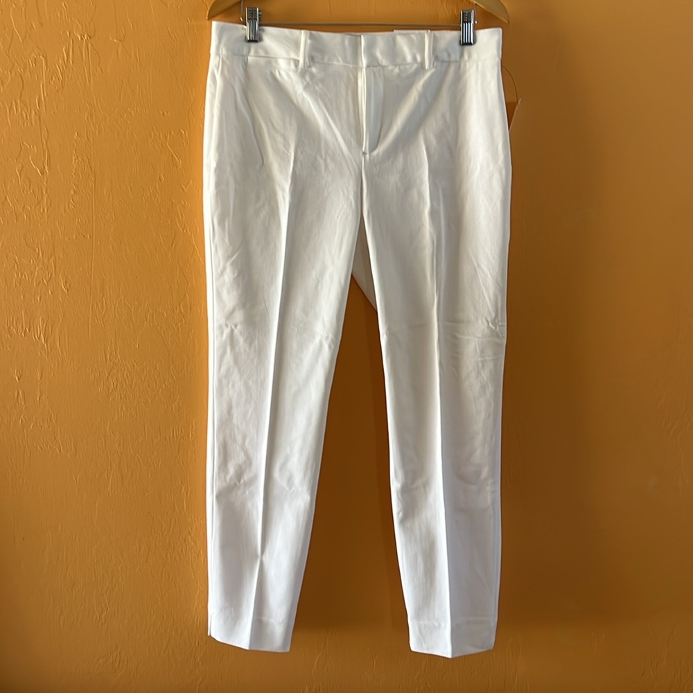 NWT CROWN & IVY WOMENS CARY STRETCHY SLACKS WHITE SIZE 10 - Picture 3 of 13